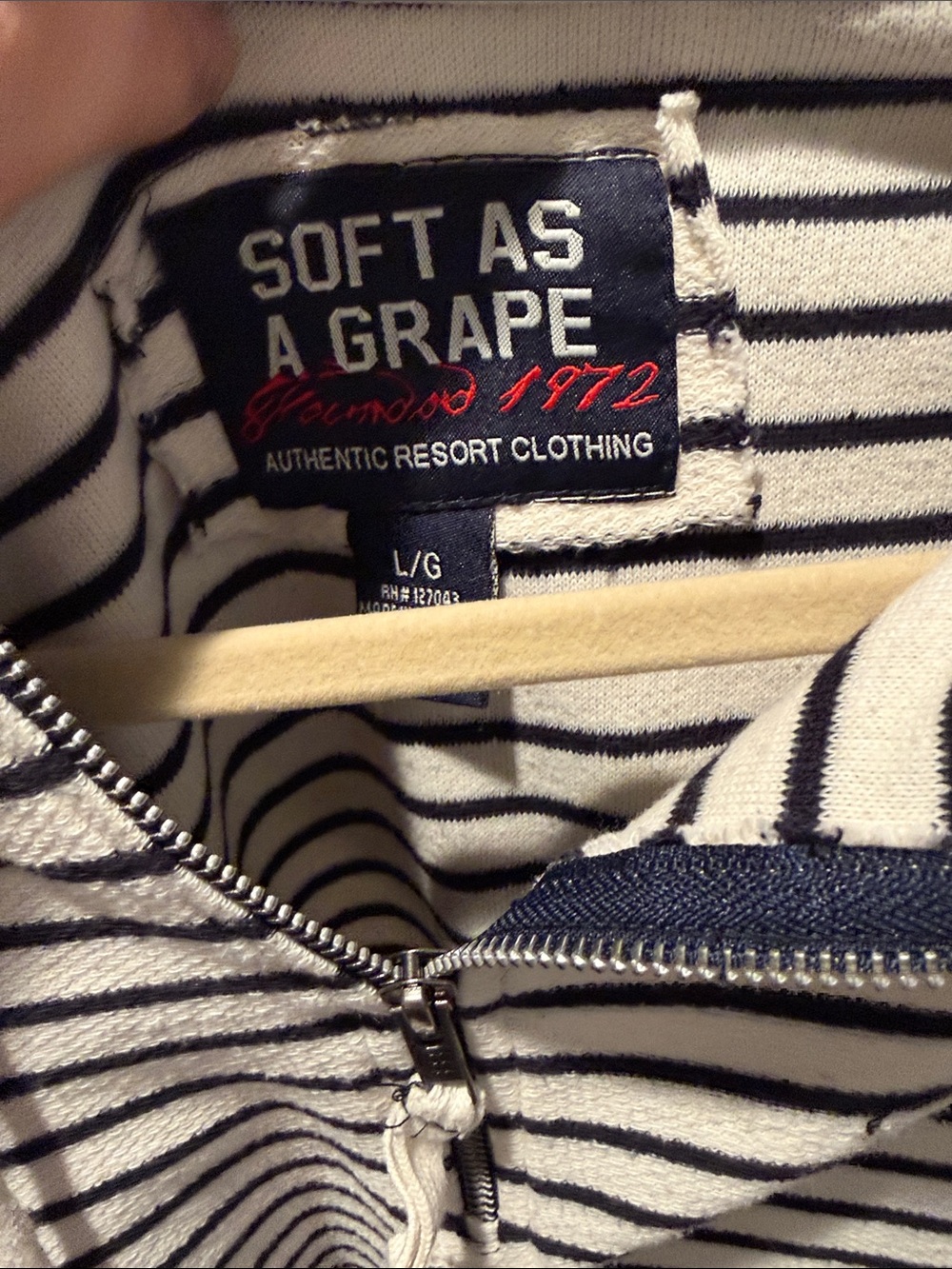 Cape Cod Striped Hooded Pullover - White & Black - Picture 3 of 4